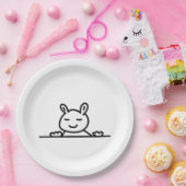 Peekaboo Rabbit Cartoon Sketch Classic Pappteller (Party)