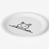 Peekaboo Rabbit Cartoon Sketch Classic Pappteller (Schrägansicht)