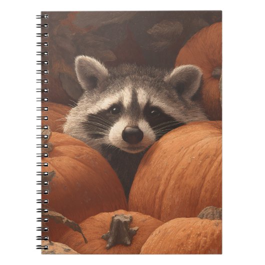 Peekaboo Raccoon Pumpkin Patch Art Notizblock (Vorderseite)