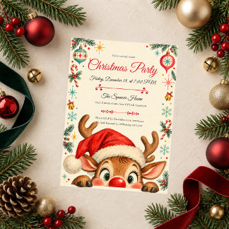 Peekaboo-Rentier-Weihnachtsfeier Einladung