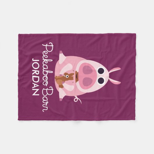 Peekaboo-Scheune Ostern | misstrauisch das Schwein Fleecedecke (Vorderseite (Horizontal))