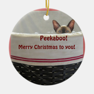Peekaboo-siamesisches Kätzchen, frohe Weihnachten Keramikornament