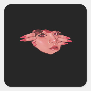 Peekaboo - Sloth Design Vibes Quadratischer Aufkleber