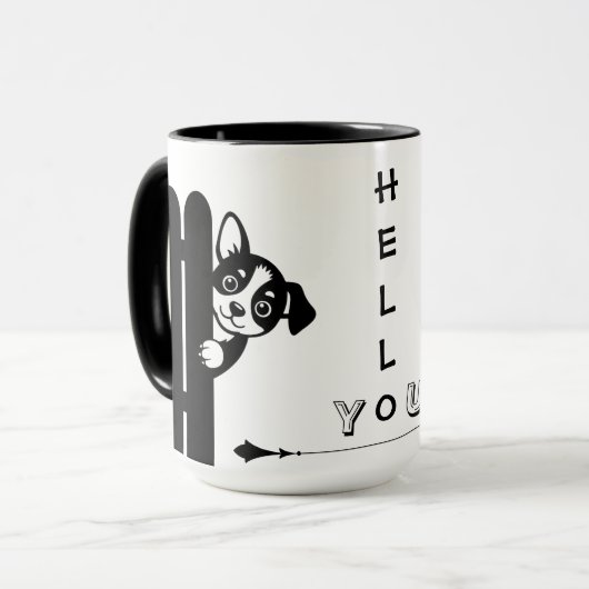 Peekaboo-Welpe Lustiger Becher Tasse (Vorderseite Links)