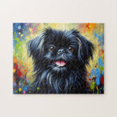 Peekapoo: Schwarze Peke-A-Poo-Acrylkunst Puzzle (Horizontal)