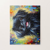 Peekapoo: Schwarze Peke-A-Poo-Acrylkunst Puzzle (Vertikal)