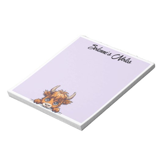 Peeking Baby Highland Longhorn Cow Notizblock (Rotiert)