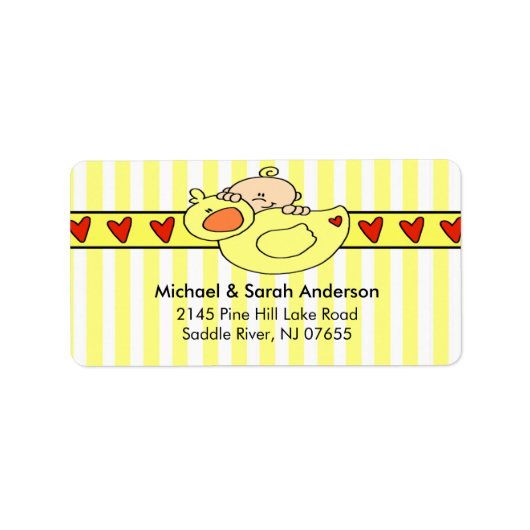 Peeking Baby mit Duck Address Label Adressaufkleber (Vorne)