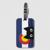Peeking Black Cat Colorado Flag Gepäckanhänger (Vorderseite Vertikal)