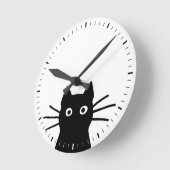 Peeking Black Cat Funny Cat Runde Wanduhr (Winkel)