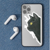 Peeking Black Cat Kitty Face Aufkleber