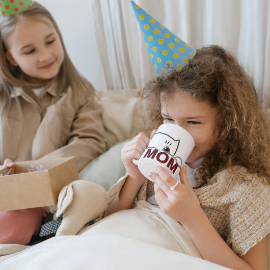 Peeking Black Cat Mom Minimalist Coffee Tasse