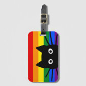 Peeking Black Cat Rainbow Flag Gepäckanhänger (Vorderseite Vertikal)