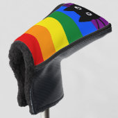 Peeking Black Cat Rainbow Flag Golf Headcover (3/4 Vorderseite)