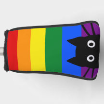 Peeking Black Cat Rainbow Flag