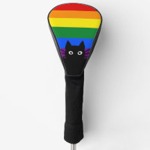 Peeking Black Cat Rainbow Flag