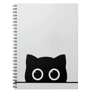 Peeking Black Cat Spiral Photo Notebook Notizblock