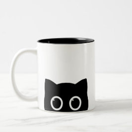Peeking Black Cat Two-tone Mug Zweifarbige Tasse