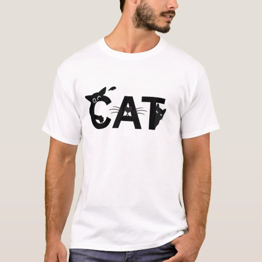 Peeking Black Cats - Niedliche Minimalistische Kat T-Shirt (Vorderseite)