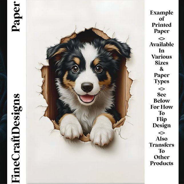 Peeking Border Collie Dog Pup CN7 Scrapbook Papier (Von Creator hochgeladen)