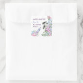 Peeking Bunny Floral Bouquet Oaster Quadratischer Aufkleber (Tasche)