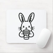 Peeking Bunny with Coffee Cup Mousepad (Mit Mouse)