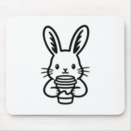 Peeking Bunny with Coffee Cup Mousepad