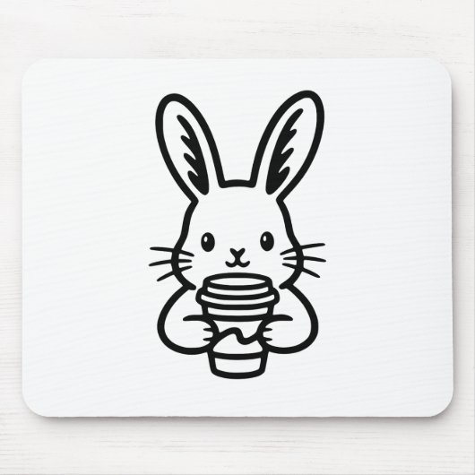 Peeking Bunny with Coffee Cup Mousepad (Vorne)