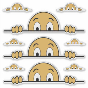 Peeking Cartoon mit Kontaktschnitt Aufkleber