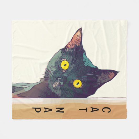 Peeking Cat Design Fleece Blanket (Vorderseite (Horizontal))