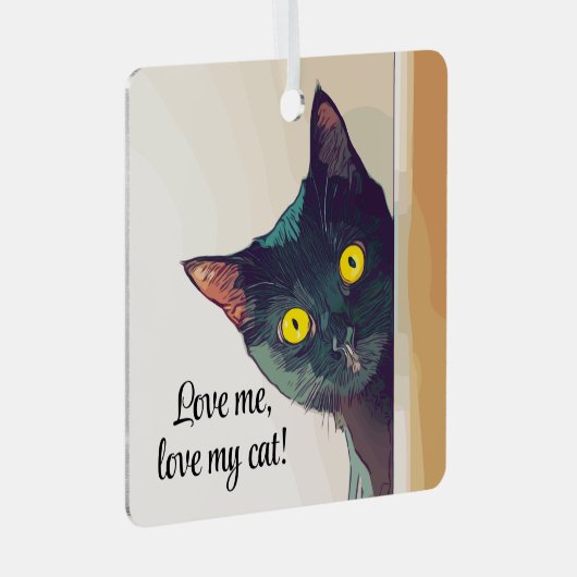 Peeking Cat Design Ornament (Vorderseite Rechts)