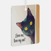 Peeking Cat Design Ornament Aus Metall (Vorderseite Rechts)