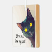 Peeking Cat Design Ornament Aus Metall (Vorderseite links)