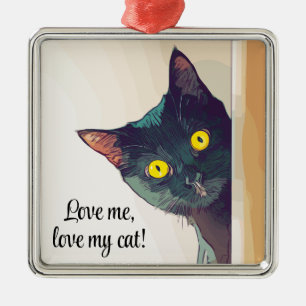 Peeking Cat Design Ornament Aus Metall