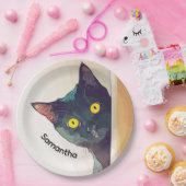 Peeking Cat Design Paper Plate Pappteller (Party)