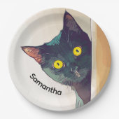 Peeking Cat Design Paper Plate Pappteller (Vorderseite)