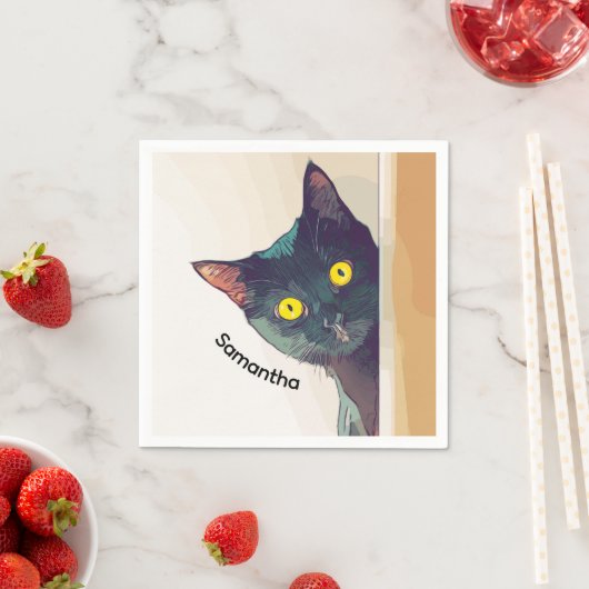Peeking Cat Design Paper Serviette (Beispiel)