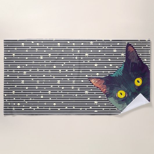 Peeking Cat Design Strandtuch (Vorderseite)