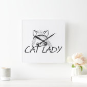 Peeking Cat Lady Quadratische Wanduhr (Zuhause)