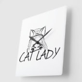 Peeking Cat Lady Quadratische Wanduhr (Winkel)