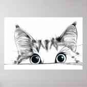 Peeking Cat line zeichnend Poster (Vorne)