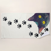 Peeking Cat Paw Prints Design Beach Handtuch (Vorderseite)