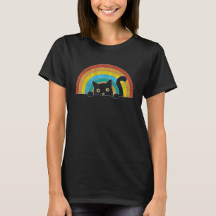 Peeking Cat Vintag Sunset Style Retro Cat 5 T-Shirt
