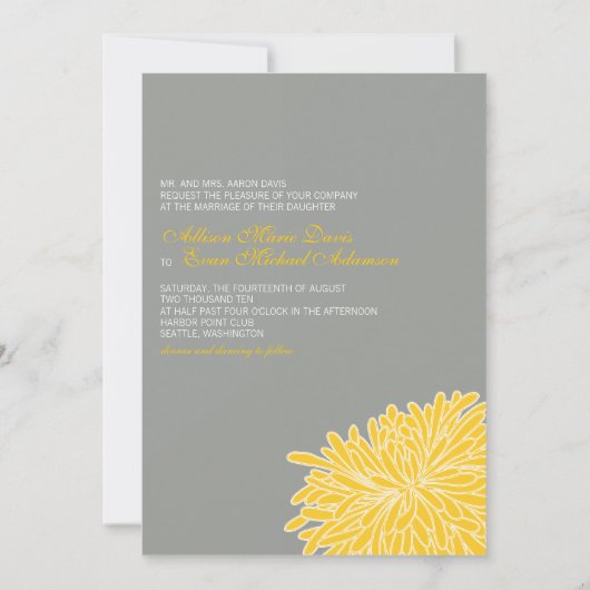 Peeking Chrysanthemum Hochzeit Einladung (Vorderseite)