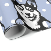 Peeking Corgi Blue Personalisiertes Thema Geschenkpapier (Rolleneckpunkt)