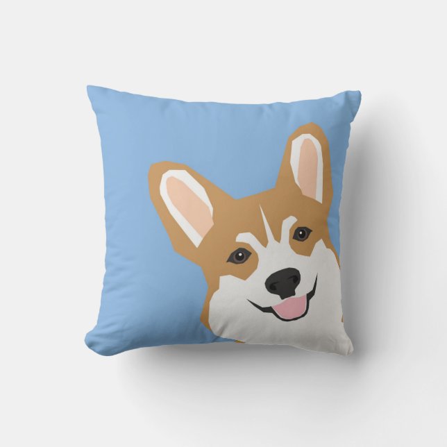 Peeking Corgi Pillow Niedlich Corgi Illustration C Kissen (Vorderseite)