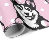Peeking Corgi Pink Personalisiertes Thema Geschenkpapier (Rolleneckpunkt)