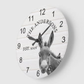 Peeking Donkey Niedlich Personalisiert Große Wanduhr (Winkel)