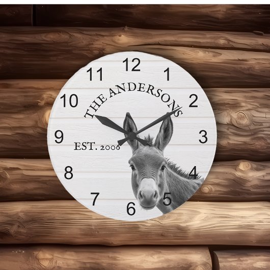 Peeking Donkey Niedlich Personalisiert Große Wanduhr