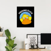 Peeking Duck Funny Animal Chinese Disc Pun Dark BG Poster (Heimbüro)